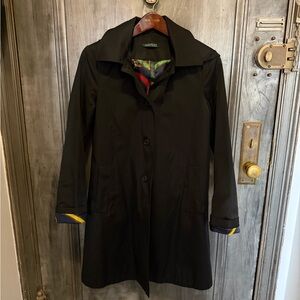 Lauren Ralph Lauren Black Rain Coat with Vibrant Lining
